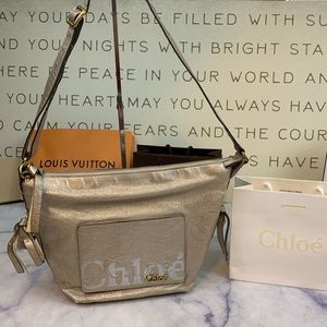 CHLOE champagne canvas eclipse bag